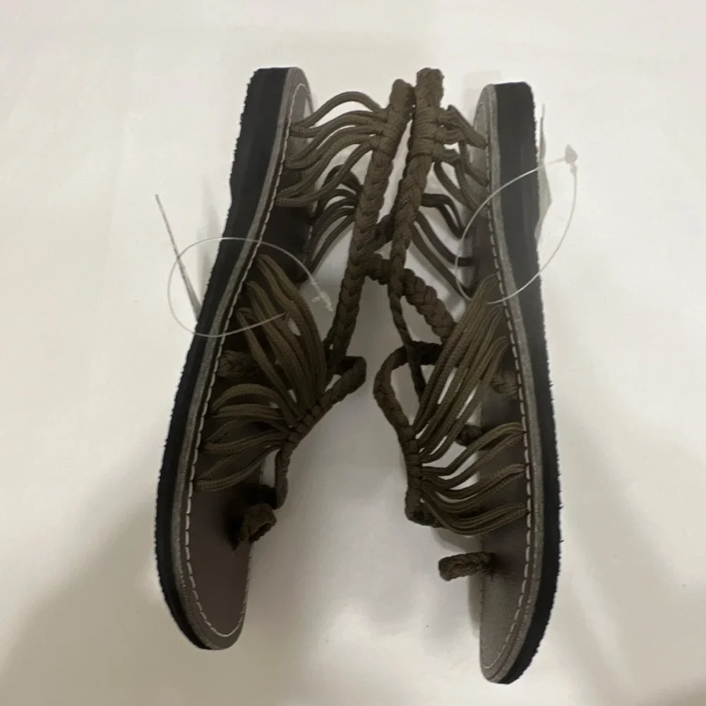Plaka Strappy Sandals Women Size 7 Brown Braided Boho Chic Style‎ Casual